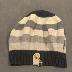 Juicy Couture Gray and Cream Striped WOOL Hat